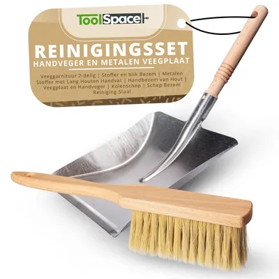 Immagine prodotto di Omgoods - Set di pulizia per interni Veegset, composto da scopa e paletta, con manico in legno