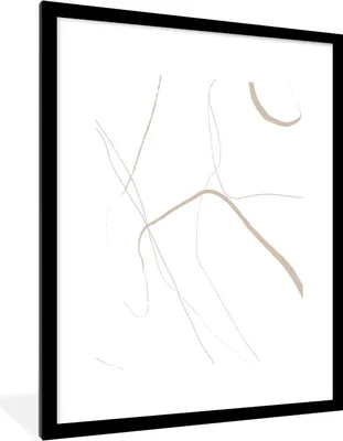 Produktbild von MuchoWow® Gerahmtes Poster Abstrakt - Minimalismus - Linienkunst 60x80 cm - Poster mit Schwarzem Bilderrahmen Wandposter Rahmen Foto Bilder - Wohnzimmer - Dekorationen - Prämie
