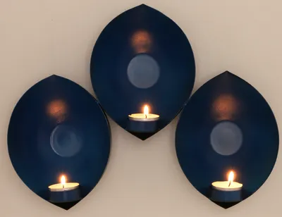 Produktbild von Wandkerzenhalter, Wandteelicht - Blau, Metall, 24*33*8 cm, Teelichthalter & Kerzenhalter