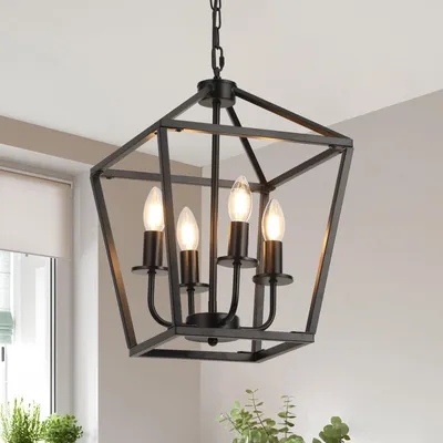 Hängeleuchte Industriedesign, 4x E14, Metall, schwarz, höhenverstellbar