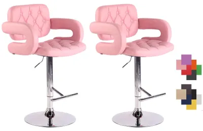 Produktbild von CLP 2er Set Barhocker Dublin höhenverstellbar und drehbar | Farbe pink
