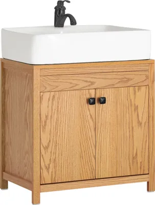 Produktbild von SoBuy BZR98-N Waschbeckenunterschrank Badezimmer Schrank Unterschrank Waschtisch Badezimmerschrank Badezimmermöbel Natur BHT ca. 60x60x35cm