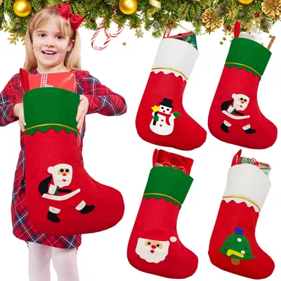 4 Weihnachtsstrümpfe aus Vliesstoff, Rot, zum Befüllen