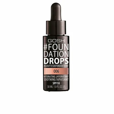 Productafbeelding van GOSH #Foundation Drops, flesje met pipet, vloeibare formule, voor droge huid, hydraterend, verzachtend, geschikt voor alle huidtinten, neutrale tinten