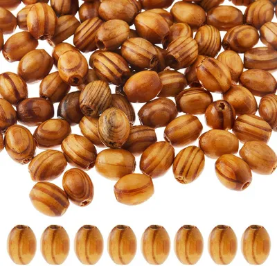 600 ovale Holzkugeln 10x8 mm, Naturholz, DIY-Schmuck