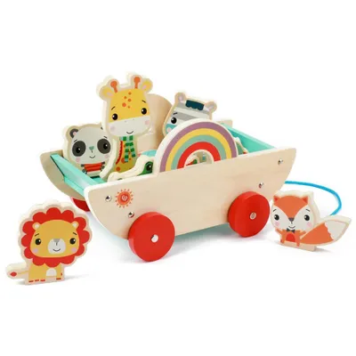 Produktbild von Fisher-Price - Holz-Ziehwagen mit 8 Tieren