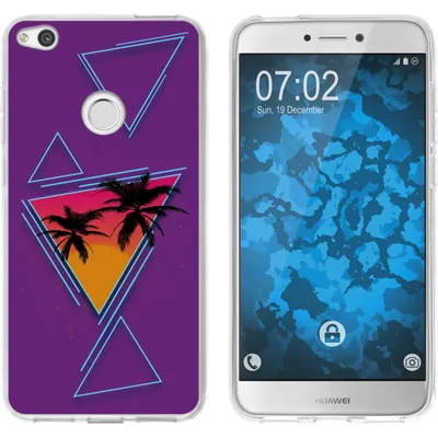 Produktbild von PhoneNatic Case kompatibel mit Huawei P8 Lite 2017 Silikon-Hülle Retro Wave Palmen M3