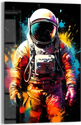 Produktbild von DEQOART Glasbild Echtglas 60x90 cm 'Kosmische Kunstexplosion' Wandbild Bild modern Deko