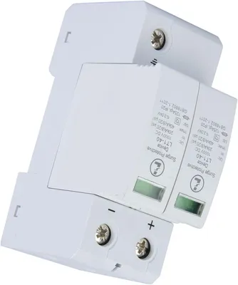 Productafbeelding van 2P Bliksemafleider DC 1000V, laagspanningsafleider, bescherming tegen overspanning, geschikt voor montage op 36 mm rails, geschikt voor installatie met een stroomonderbreker (20/40kA)