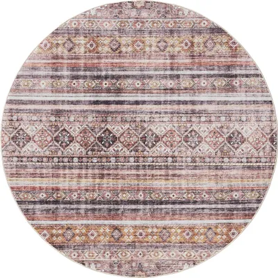 Produktbild von benuta Waschbarer Vintage Teppich George Multicolor/Pink ø 160 cm rund Wohnzimmerteppich Schlafzimmer weich orientalisch