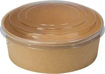 Produktbild von 50x Salatschalen  750ml aus Kraftppier braun inkl. Deckel transparet rPet