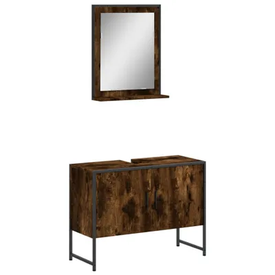 Produktbild von vidaXL 2-tlg. Badmöbel-Set Räuchereiche Holzwerkstoff