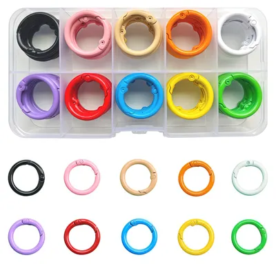 50 Mini-Karabinerhaken 24 mm, Metall, 10 Farben, mit Box