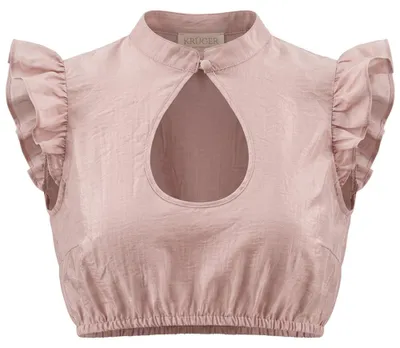 Produktbild von Elegante Krüger Dirndlbluse Fenna rose Gr. 36 mit Flügelärmeln und Tropfenausschnitt