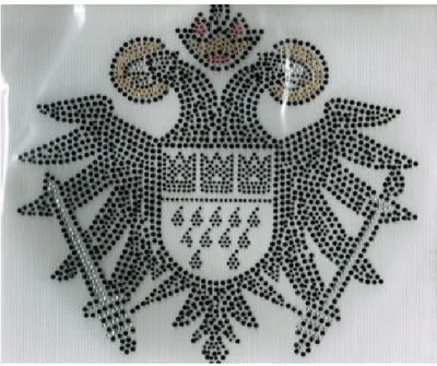 Produktbild von Ma219284 schwarz-silber Straßbügelbild Riesenwappen Köln