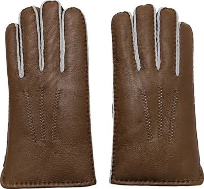 Produktbild von Finger Handschuhe LUX NAPPA Merino Lammfell mit Nappaleder Beige M