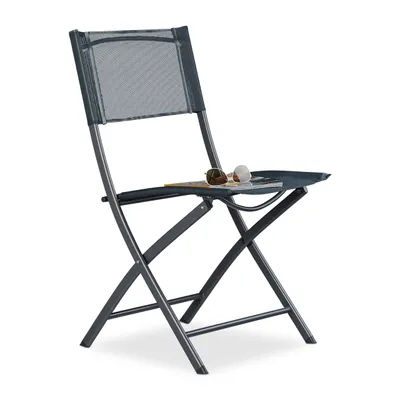 Produktbild von Relaxdays Klappstuhl Balkon, Metall, Kunststoff, Gartenstuhl, HxBxT: 87 x 46 x 48 cm, Balkonklappstuhl, anthrazit