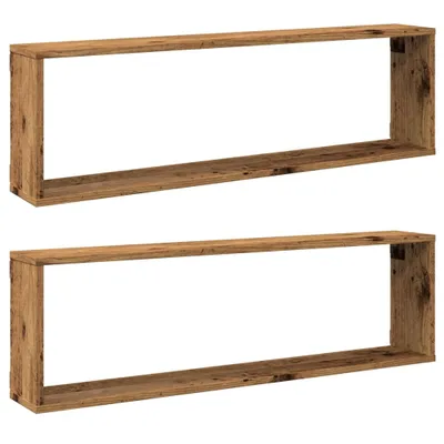 Obrázek produktu pro vidaXL Nástěnné police Cube 2 ks. Vzhled regenerovaného dřeva 100x15x30 materiál na bázi dřeva