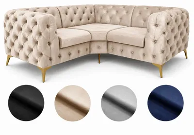 Obrázek produktu pro Rohová sedací souprava Moet ve tvaru L, béžová, rozměry 202 x 202 cm – moderní sedací souprava, prošívaná, s pružinovým jádrem Bonell, volně umístitelná