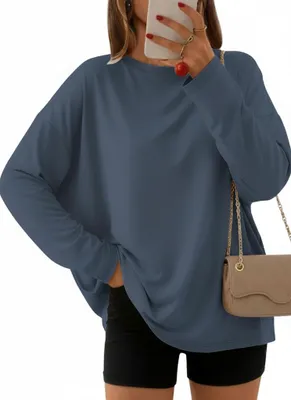 Immagine prodotto di Maglietta a maniche lunghe oversize - Vestibilità comoda e rilassata - Blu
