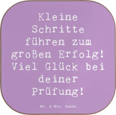 Produktbild von Mr. & Mrs. Panda Untersetzer Glas Spruch Prüfungen bestehen - Lavendeltraum - Geschenk, Vertrauem, Prüfungszeit, Unterstützung, gläseruntersetzer, Getränkeuntersetzer
