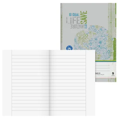 Image de Cahier d'école BRUNNEN Recycling Ligné 9 DIN A5 Marge extérieure, 16 feuilles