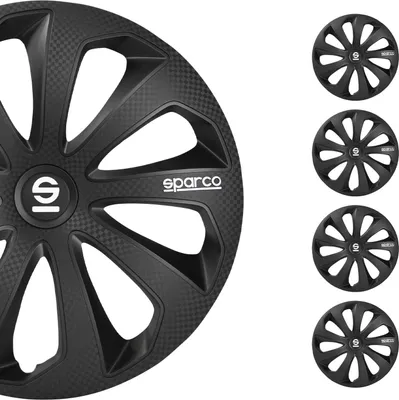 Produktbild von Sparco Radkappen 16 Zoll Sicilia Schwarz Carbon 4tlg