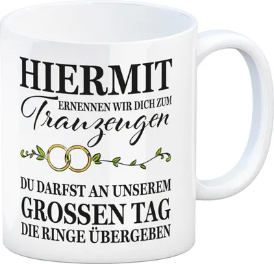 Produktbild von Trauzeuge Ringübergabe Kaffeebecher mit Spruch