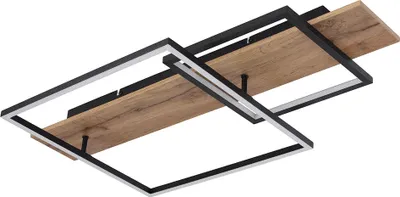 Produktbild von LED Deckenlampe, Metall, Schwarz, Holzoptik, Dimmbar, L 75cm