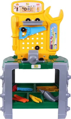 Produktbild von Ogi Mogi Toys Kinder Werkbank, Reparaturset, 33-Teilig, Spielwerkzeug, Konstruktionsset, Schraubendreher, Bohrmaschine, mit viel Zubehör, Spielzeug ab 3 Jahren
