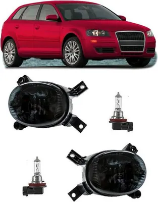 Immagine prodotto di Set di fari antinebbia nero fumé + H11, compatibile con Audi A3 8P (2003-2012) e A4 8E B7 (2004-)
