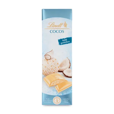 Zdjęcie produktu dla Biała czekolada Lindt Cocos z nadzieniem z kremu kokosowego 100g