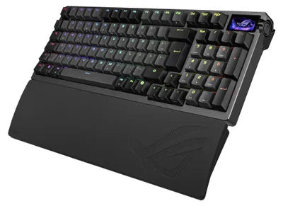 Obrázok produktu pre ASUS ROG Azoth 96 HE, Káblový a bezdrôtový, USB + RF Wireless + Bluetooth, Magnetic-mechanical key switch, QWERTZ, RGB LED, Čierna