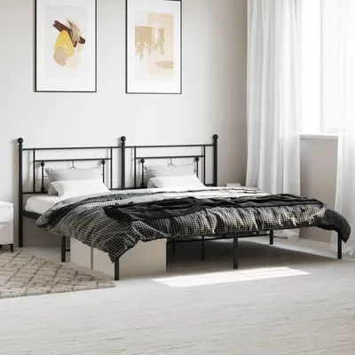 Obrázok produktu pre Kovový rám postele 200x200 cm s modernou a robustnou hlavou postele, dvojlôžko