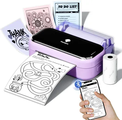 Produktbild von Phomemo M03 Mini Drucker für Smartphone 3-Zoll Sofortdruck für Studium, Fotos, Scrapbooking, Aufkleber - Lila