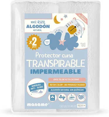 Zdjęcie produktu dla Ochraniac na materac 120 x 60 cm, do łóżka dziecięcego, wodoodporny, oddychający