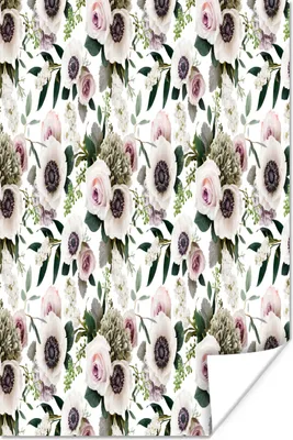 Produktbild von MuchoWow® Poster Blumen - Rosen - Muster 120x180 cm - Kunstposter