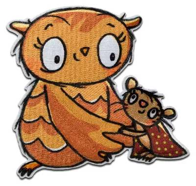 Produktbild von Kleine Eule mit Maus - Aufnäher, Bügelbild, Aufbügler, Applikationen, Patches, Flicken, zum aufbügeln, Größe: 7 x 6,9 cm