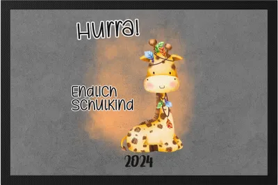 Produktbild von Endlich Schulkind 2024 Giraffe Fußmatte Süßes Eichhörnchen Einschulung Geschenk Schulanfang Schuleinführung