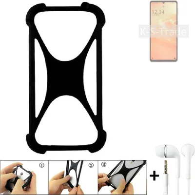 Produktbild von K-S-Trade Handy-Hülle + headphones kompatibel mit Sharp Aquos Sense6s Schutz-Hülle Bumper Silikon Cover Case Silikoncase Silikonbumper TPU Softcase