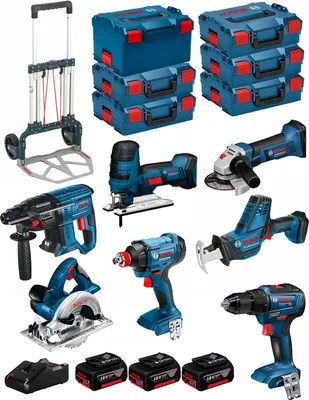 Image de BOSCH Kit 18V BK702 (GST18V-LIS+GKS18V-LI+GBH18V-21+GWS18-125V-LI+GSR18V-55+GSA18V-LIC+GDX18V-180+ 3x5,0Ah+GAL18V-40+6xL-Boxx)