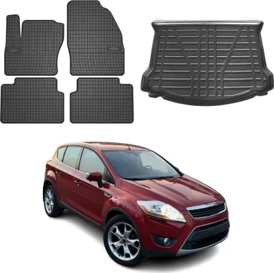 Immagine prodotto di Set tappetini e fodera bagagliaio per Ford Kuga 2008-2012 in gomma TPE nero 5x