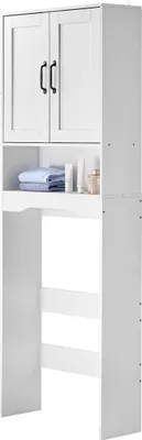 Produktbild von Badezimmer-Aufbewahrungsschrank über der Toilette mit verstellbarem Regal, weiß, 65" H