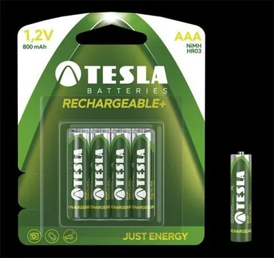 Obrázek produktu pro Tesla AAA RECHARGEABLE+ nabíjecí Ni-MH 800mAh, 4 ks