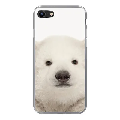 Produktbild von MuchoWow® Handyhülle Schutzhülle Hülle für iPhone SE 2020 Eisbär - Tiere - Weiß - Kinder - Jungen - Mädchen Silikon Softcase Handy Hülle - Kartenbesitzer