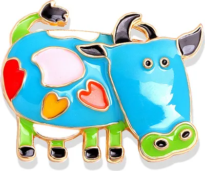 Produktbild von Uni schöne Kuh Rinder Broschen Party Pin Kleidung Dekoration Schmuck Geschenk-Blau