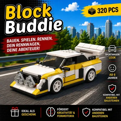 Produktbild von BlockBuddie™ S1 Quattro inspirierter Sportwagen – 320 Teile – Klemmbaustein Set