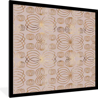 Produktbild von MuchoWow® Gerahmtes Poster Muster - Blumen - Gold 40x40 cm - Poster mit Schwarzem Bilderrahmen Wandposter Rahmen Foto Bilder - Mit Rahmen - Wanddekoration Schlafzimmer