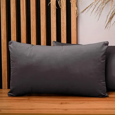Produktbild von MG Design 2er Set Kissenbezüge 40 x 80 cm in Dunkelgrau - mit Reißverschluss, samtig-weich mit dezentem Schimmer, pflegeleicht & langlebig