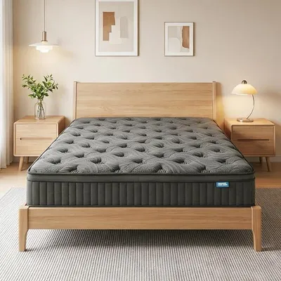 Imagen del producto de Colchón de 180x200 cm, con núcleo de muelles ensacados, firmeza H3 (media), 7 zonas ortopédicas, con espuma viscoelástica para aliviar la espalda, altura de 26 cm